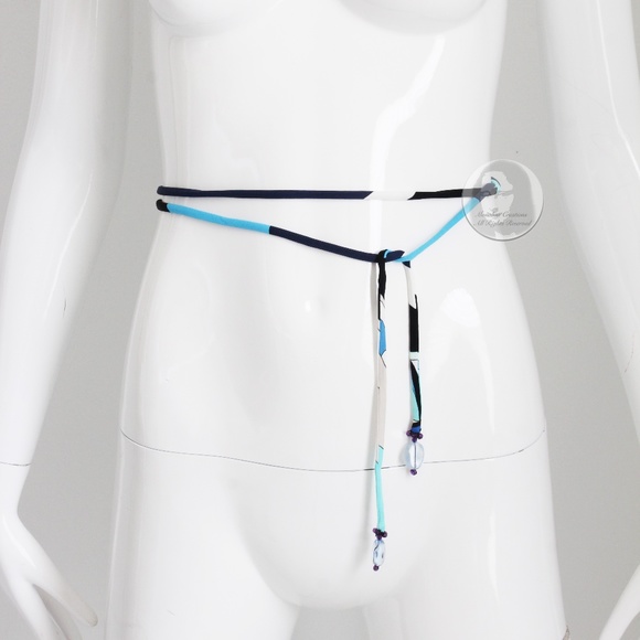 Emilio Pucci Belt Silk Jersey Print Rope with Glass Bead Tassels in Pouch Y2K - Picture 2 of 6